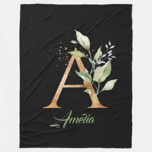 Cobertor De Velo Um monograma verde de ouro eucalipto