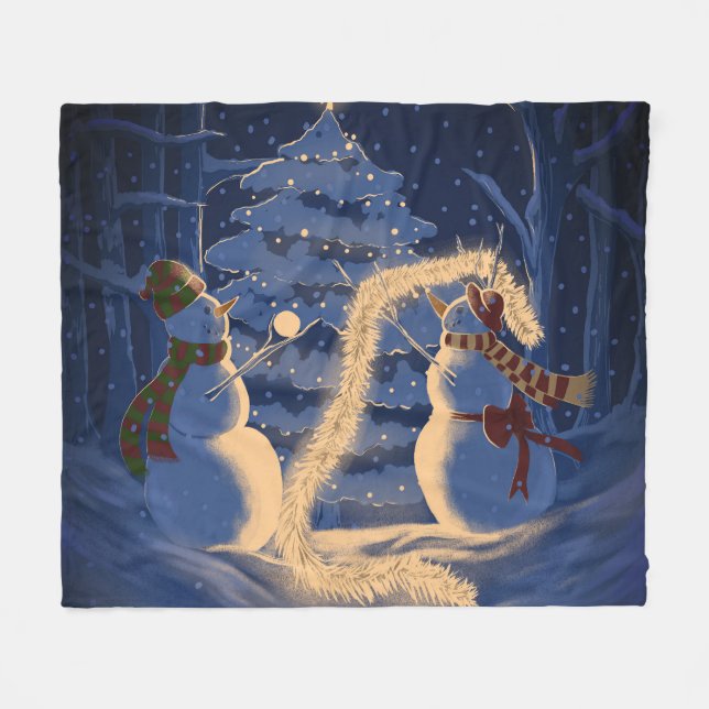 Cobertor De Velo Um Natal de Boneco de Neve (Frente (Horizontal))