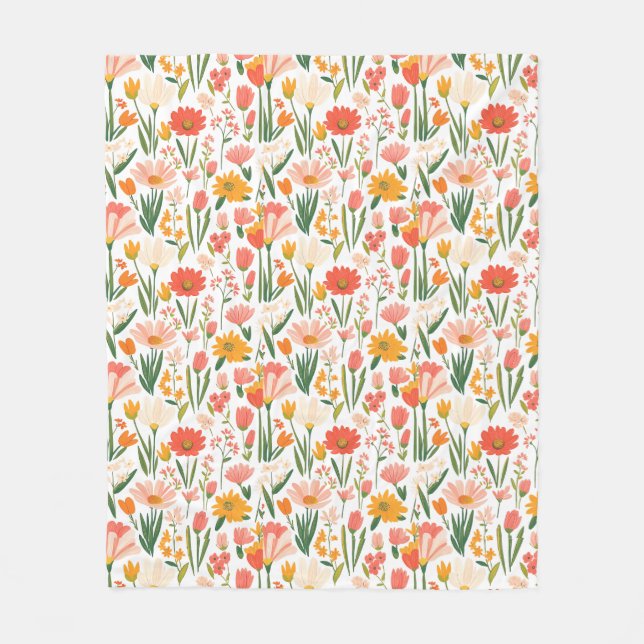 Cobertor De Velo Um padrão contínuo de flores da primavera (Frente)