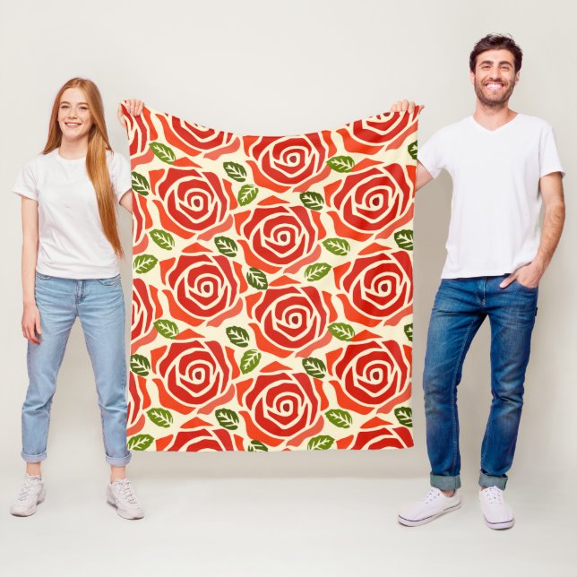 Cobertor De Velo Um padrão grande rosa vermelho verde e branco (In Situ)