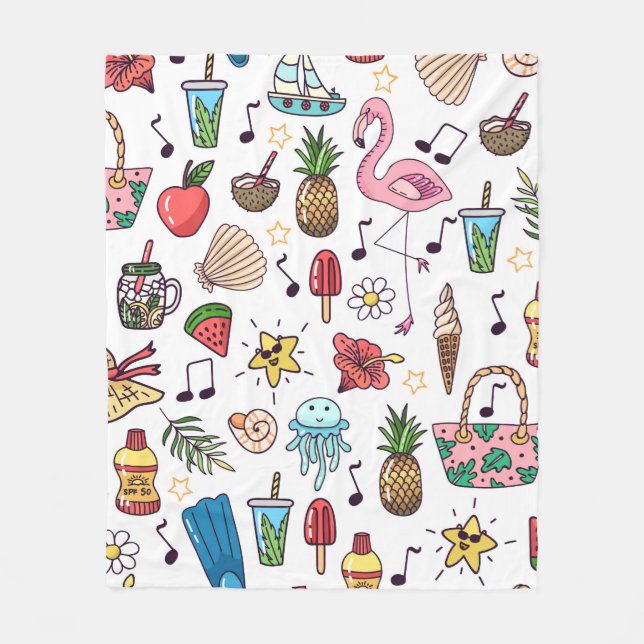 Cobertor De Velo Um padrão perfeito com elementos de verão. ilustra (Frente)