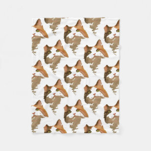 Cobertor De Velo Um retrato artístico do gato calico de olhos verde