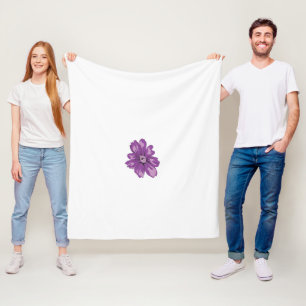 Cobertor De Velo uma flor roxa sobre fundo branco