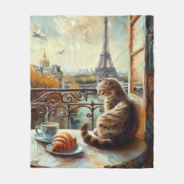 Cobertor De Velo Uma manhã em Paris | Ginger Cat em um café