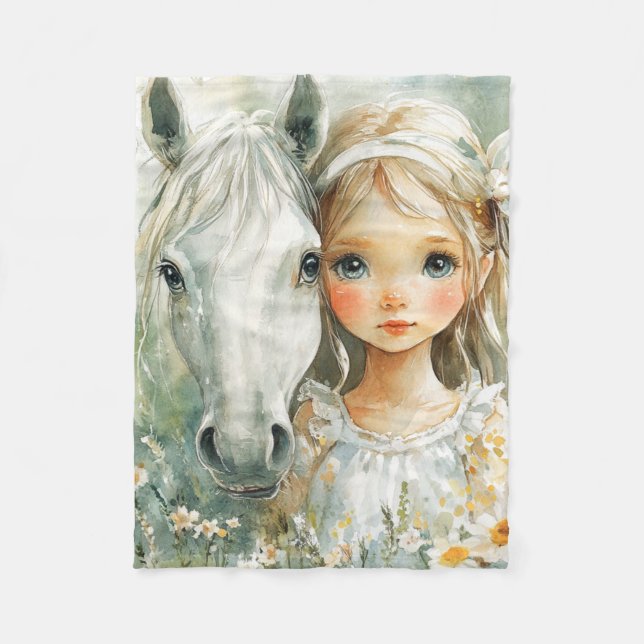 Cobertor De Velo Uma Menina com um Cavalo (Frente)