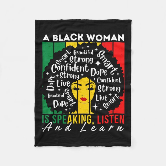 Cobertor De Velo Uma Mulher Negra Está Falando Ouça E Aprenda Afro  (Frente)