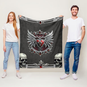 Cobertor De Velo Uma simbiose gótica, cabelos elegantes e crânios