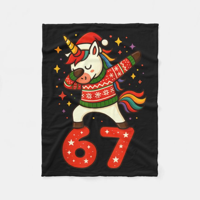 Cobertor De Velo Unicorn 67 Meme Six Seven Funny Christmas  (Frente)