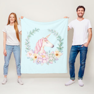 Cobertor De Velo Unicorn Blanket Floral Watercolor Unicorn Blanket