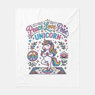 Cobertor De Velo Unicorn Paz Amor Pose Unicorn Fundo Branco S