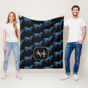 Cobertor De Velo Unicorn Sparkles aqua Blue ombre Standard Monogram