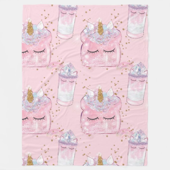 Cobertor De Velo Unicorn Toast e Milkshake (Frente)