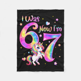 Cobertor De Velo Unicorn was 6 7 six seven 7th bday birthday girl