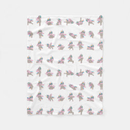 Cobertor De Velo Unicorn Yoga Poses Pattern Design