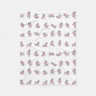 Cobertor De Velo Unicorn Yoga Poses Pattern Design
