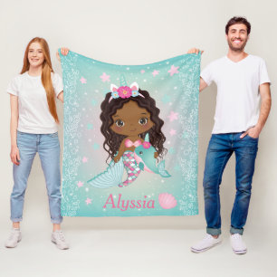 Cobertor De Velo Unicórnio Africano Sereia Fleece Blanket