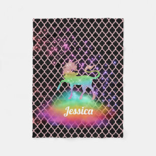 Cobertor De Velo Unicórnio cor-de-rosa personalizado do arco-íris