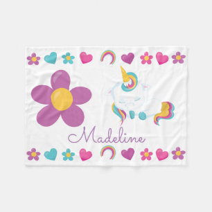 Cobertor De Velo Unicórnio de Bebê Adormecido Floral Personalizado