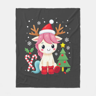 Cobertor De Velo Unicórnio de Natal Fofo Mágico Xmas Meninas de 1 a