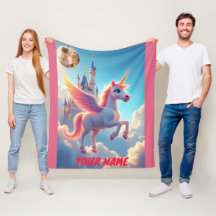 unicórnio e castelo cor-de-rosa personalizado e fo