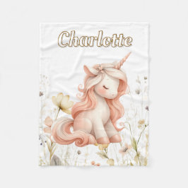 Cobertor De Velo Unicórnio flor silvestre pastel caprichoso