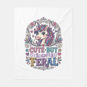 Cobertor De Velo Unicórnio Fofo mas Ligeiramente Feral Fundo Branco