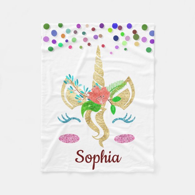 Cobertor De Velo Unicórnio Personalizado com Pony Fleece Blanket (Frente)