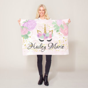 Cobertor De Velo Unicórnio personalizado do bebé costume bonito