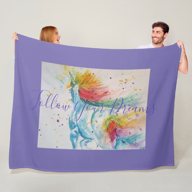 Cobertor De Velo Unicórnio Pintando Siga Seus Sonhos Folheto (In Situ)