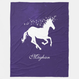 Cobertor De Velo Unicórnio Roxo Personalizado Fleece Blanket