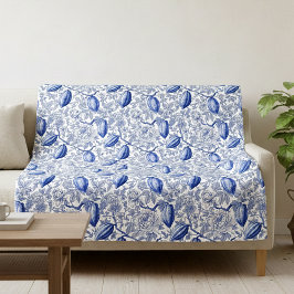 Cobertor De Velo Unique Blue Toile Cocoa Chic Botanical Pattern