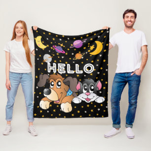 Cobertor De Velo Universo engraçado padrão negro estrelas da lua cr