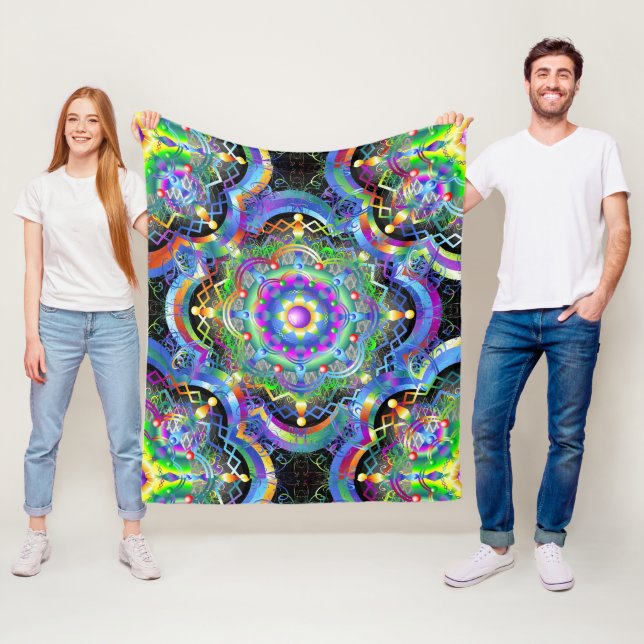 Cobertor De Velo Universo Mandala Cores Psicodélicas (In Situ)