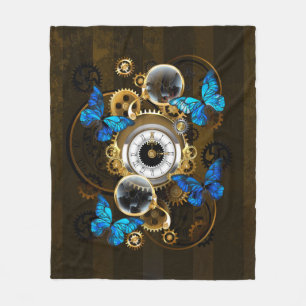 Cobertor De Velo Ursinhas Steampunk e Borboletas Azuis