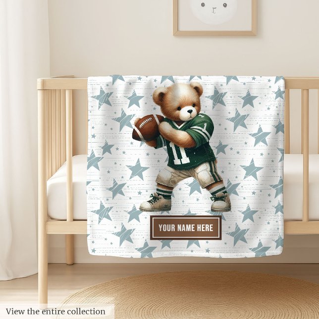 Cobertor De Velo Ursinho Americano de Futebol para Boys Aniversário (American Football Teddy Blanket for Boys Birthday)