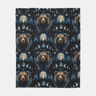 Cobertor De Velo Urso ao Luar Padrão Aquarela | Floresta Celestial