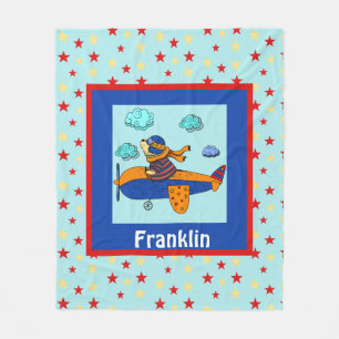 Cobertor De Velo Urso Aviador, Criança Personalizada Bonita