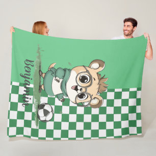 Cobertor De Velo Urso Bonito com Bola de Futebol