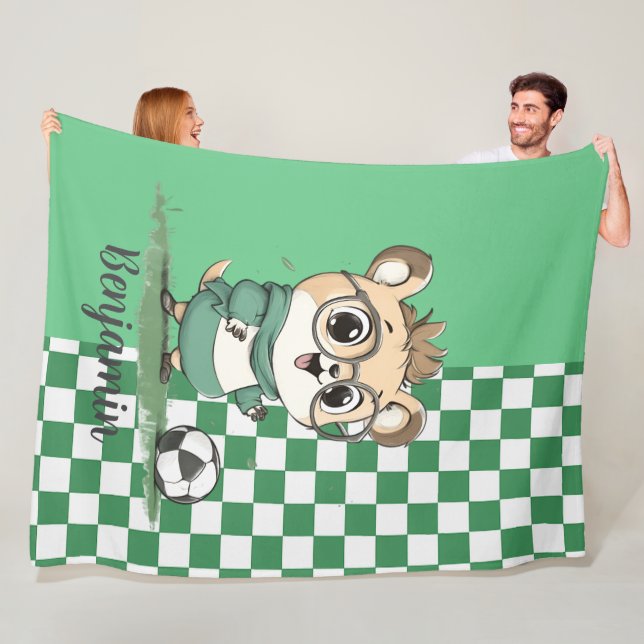 Cobertor De Velo Urso Bonito com Bola de Futebol (In Situ)