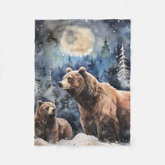 Cobertor De Velo Urso Cinzento e Bebê (Frente)