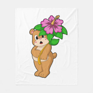 Cobertor De Velo Urso com Flor Hibiscus