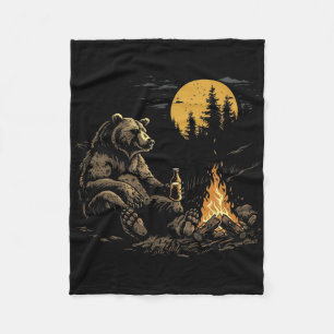 Cobertor De Velo Urso de Acampamento Bebendo Cerveja Caminhada Natu