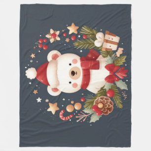 Cobertor De Velo Urso de Natal/Inverno em coroa