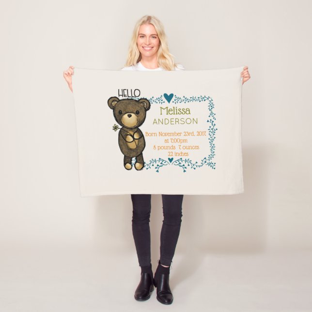 Cobertor De Velo Urso de pelúcia com Febre Azul (In Situ)