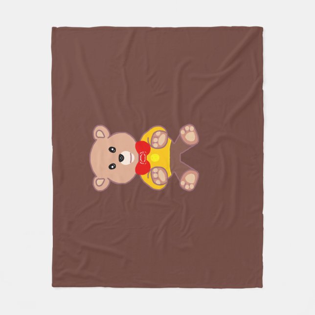 Cobertor De Velo Urso de pelúcia com gravata-borboleta fofa (Frente)