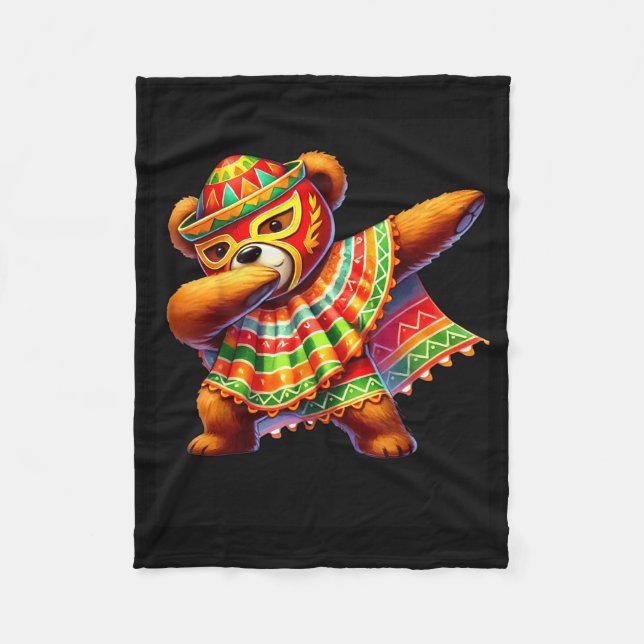 Cobertor De Velo Urso de pelúcia Dabbing Lucha Libre Cinco De Mayo  (Frente)