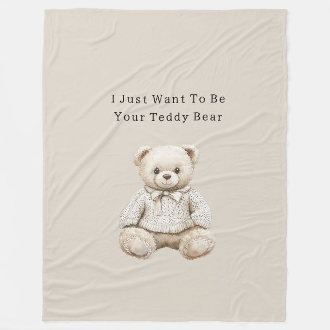 Cobertor De Velo Urso de Pelúcia de Creme Doce em Suéter (Frente)