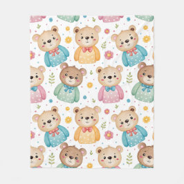 Cobertor De Velo Urso de pelúcia e flores