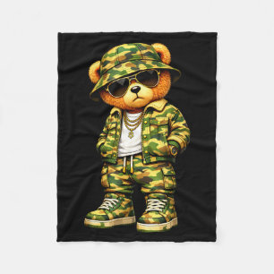 Cobertor De Velo Urso de pelúcia hip hop camuflado gangsta legal