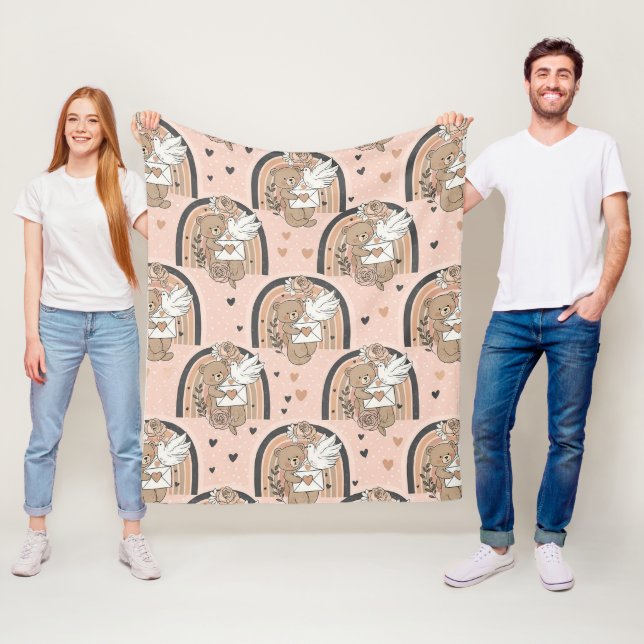 Cobertor De Velo Urso de pelúcia neutro arco-íris em marrom e taupe (In Situ)